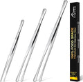 HOTEC Kitchen Tweezers Tongs Stainless Steel Professional Chef Tweezers, Set of 3-12", 10" and 6.3inch Food Tongs for Cooking, Repairing, Dessert, BBQ, Meat, Pasta