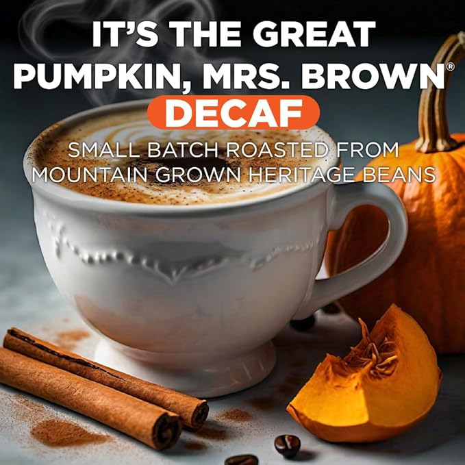 Maud's Decaf Pumpkin Spice Flavored Coffee Pods, 72 ct, Medium Roast Flavored Coffee in Recyclable Single Serve Pods – 100% Arabica Beans, Compatible with Keurig K Cups Maker