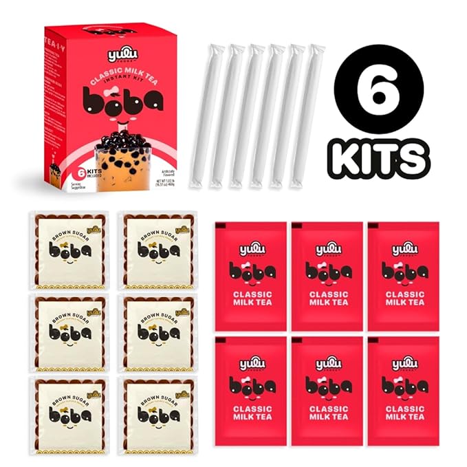 YULU FOODS Instant Bubble Pearls for Classic Milk Tea with Brown Sugar Flavor – 6 Servings