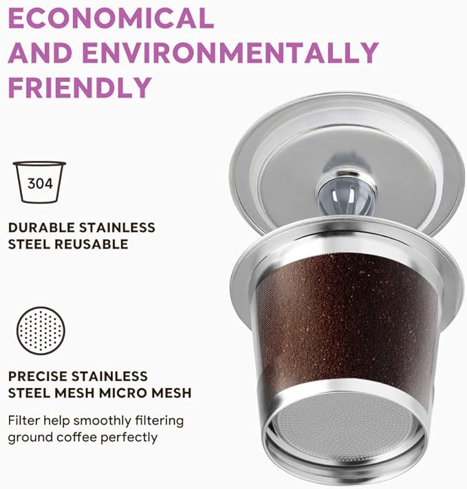 Reusable K Cups Coffee Filter, 2 Pack Stainless Steel K Cup Reusable Coffee Pods Filters with 15 O-Rings for K eurig 1.0 & 2.0 Coffee Makers Metal K-cup Refillable