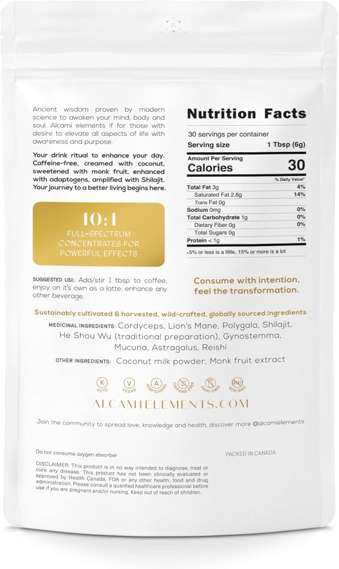 Mushroom Coffee Creamer, 10X Concentrated Extract, with Lion's Mane, Reishi & Cordyceps, Energy & Focus Support, 30 Servings, Premium Supplement Powder