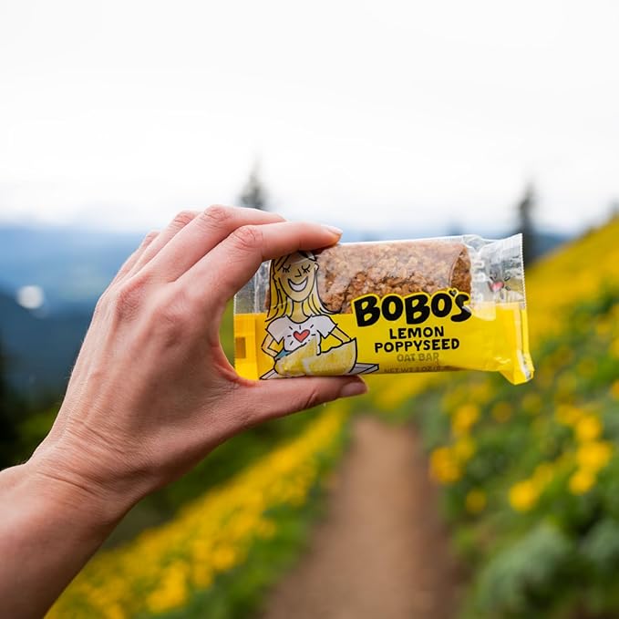 Bobo's Oatmeal Bars, Lemon Poppyseed, Gluten Free Vegan Whole Grain Oat Bars, Pack of 12
