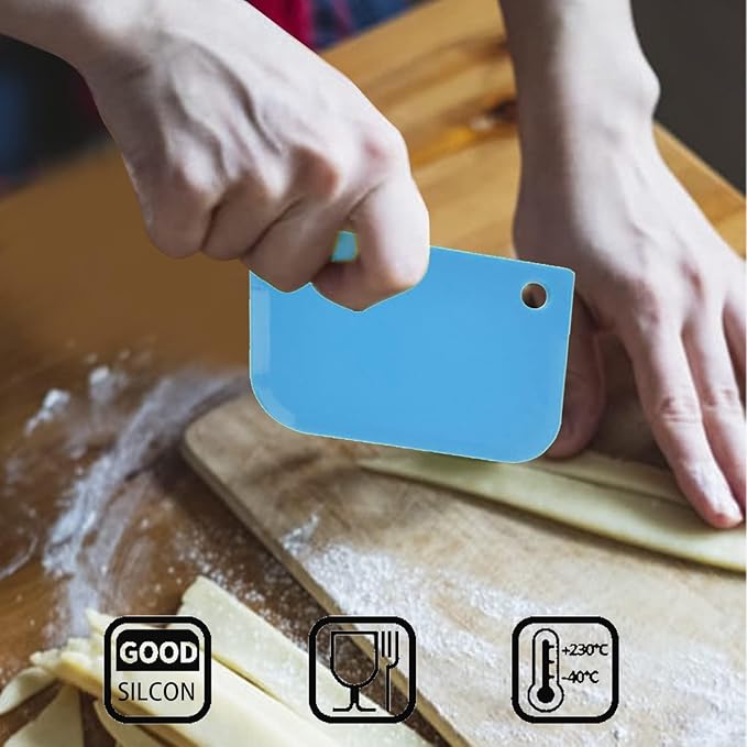 Plastic Scraper Tool Set,Bread Dough Scraper Dough Cutter,Flexible Plastic Bench Scraper For Baking,12 Pcs Cake Scraper Smoother(Blue).