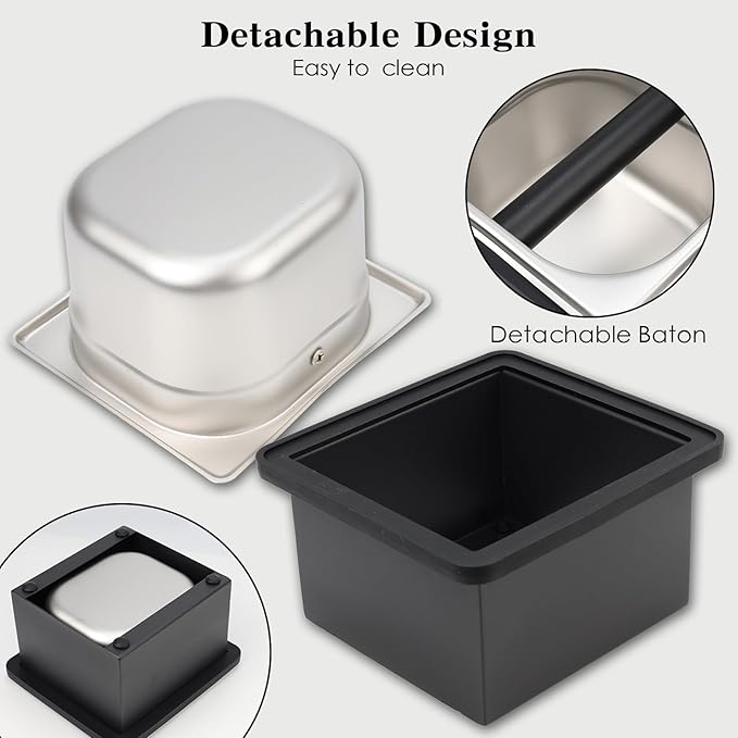 Espresso Knock Box, Stainless Steel Coffee Bag Container, With Steel Bracket And Noise Reducing Rubber Ring (S)