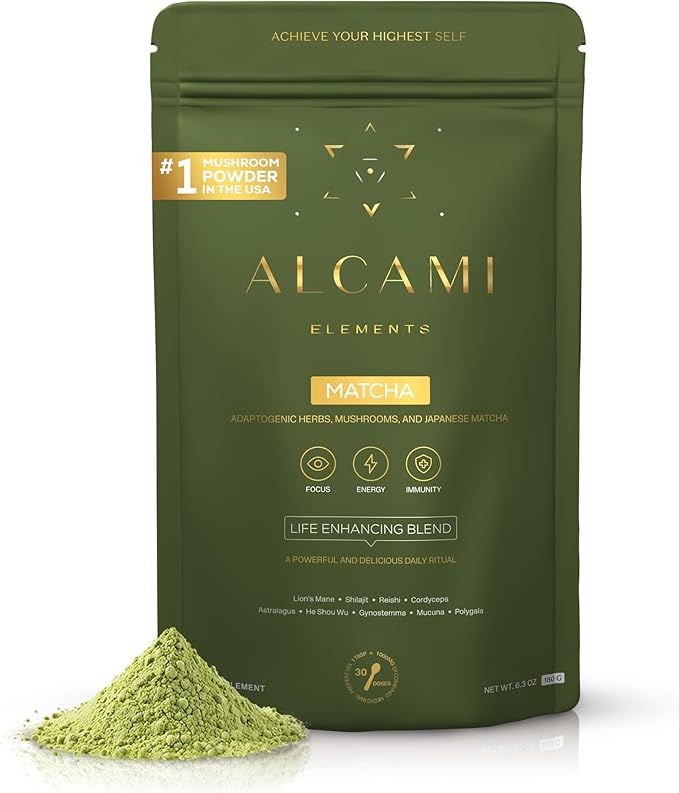 Matcha Mushroom Coffee 10X Concentrated Extract, with Lion's Mane, Reishi & Cordyceps, Energy & Focus Support, 30 Servings, Premium Supplement Powder