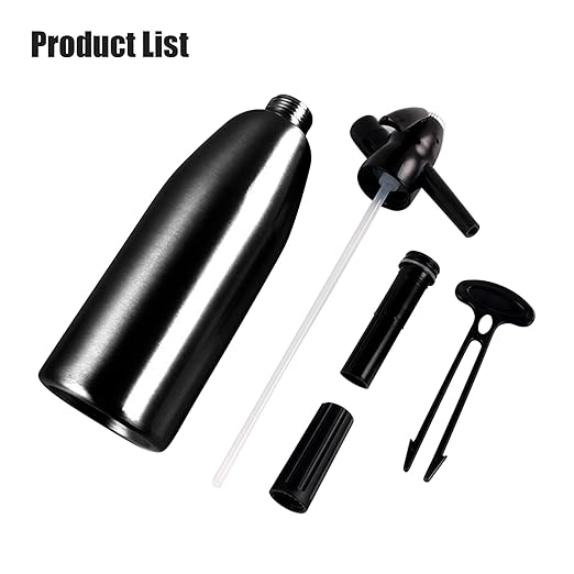 AstraLoom Soda Siphon,1L Portable Nostalgic Seltzer Water Maker Kit, Aluminum Sparkling Water Maker for Carbonated Drinks/Juices/Cocktails, Use 8 gram CO2 Cartridges (Not Included) (Black)