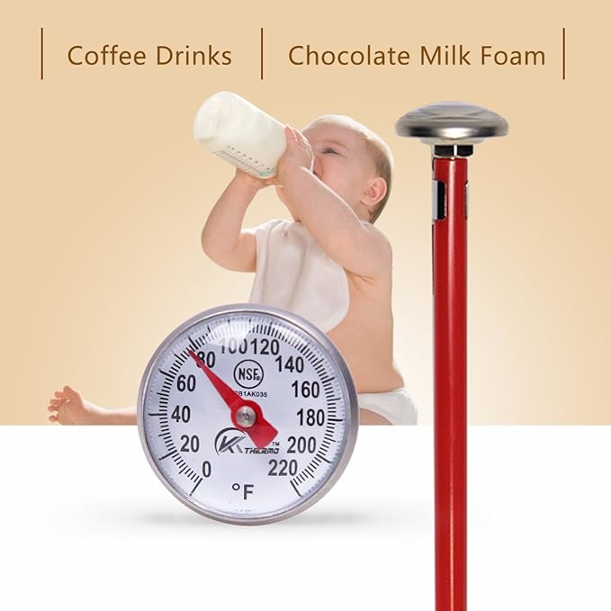 KT THERMO Instant Read 1-Inch Dial Thermometer(4-Pack),Best for The Coffee Drinks,Chocolate Milk Foam