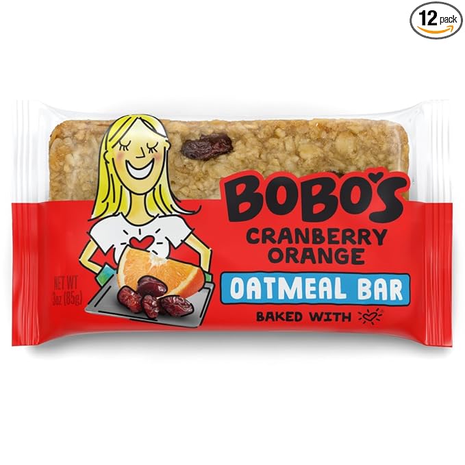 Bobo's Cranberry Orange Oat Bars, Gluten Free, Non-GMO, Whole Grain Oats, Pack of 12 | Snack Bars | On-the-Go | Made with Simple Ingredients