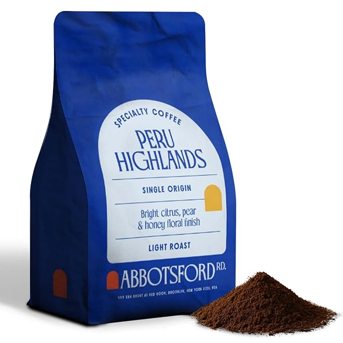 Peru Highlands Ground Coffee, Single Origin Ground Coffee Light Roast with Bright Citrus, Pear, and Honey Floral Finish, Specialty Coffee12 oz Bag, Perfect Andes Coffee Gift