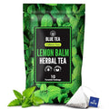 BLUE TEA - Lemon Balm Tea - 10 Count - Plant Based Tea Bag | RELIEVES STRESS - IMPROVES DIGESTION | Reduces Bloating | Refreshing Citrus Flavour - Leaf Based - Caffeine Free | Ziplock Pouch