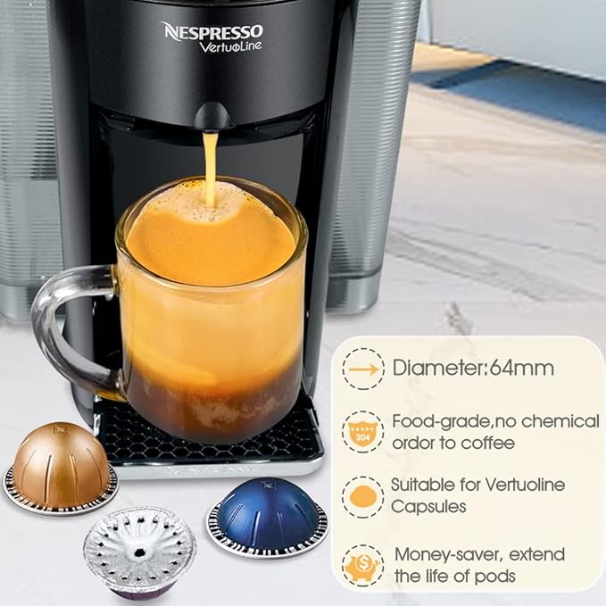 CAPMESSO Aluminum Foils Lids to Reuse Vertuoline Capsules Coffee Pods Compatible with Nespresso VertuoLine Machine 64mm(400/package)