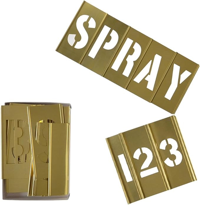 Deezio Brass Stencils Letters and Numbers 2 Inch Interlocking Letter Stencils - 46 Piece Set