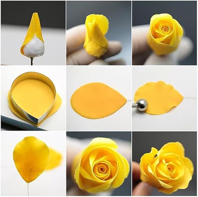 AK ART KITCHENWARE Silicone Veiner Stainless Steel Fondant Cutter Set for Gum Paste Flower Leaf Sugar Craft Tools Cake Decorating Supplies Silicone Veining Molds Moulds for Wedding with Christmas Box