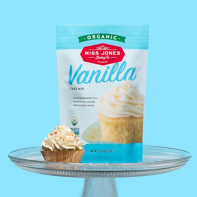 Miss Jones Baking Organic Yellow Cake and Cupcake Mix, Non-GMO, Vegan-Friendly, Moist and Fluffy: Vanilla, (Pack of 3)