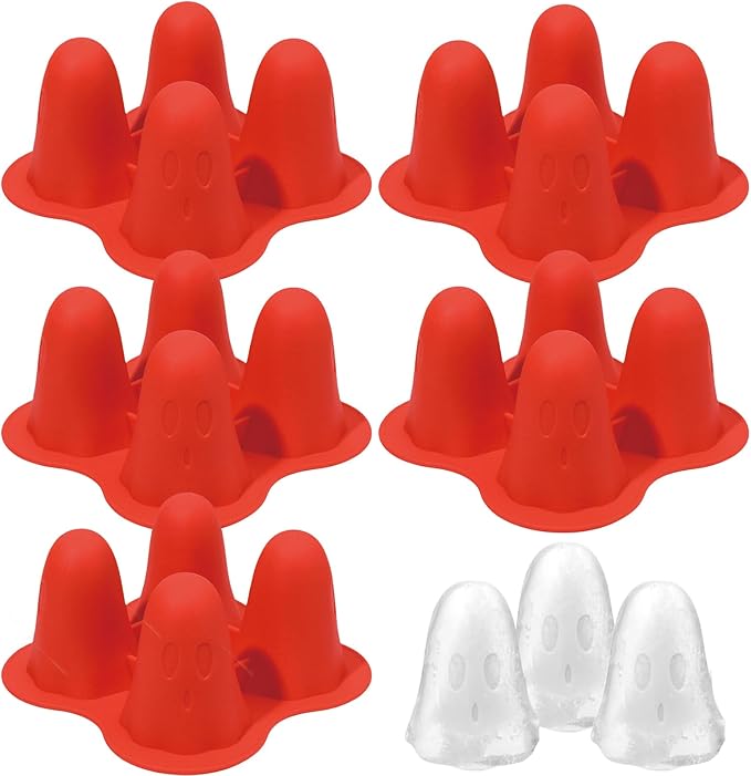 Halloween Ice Cube Molds,5PCS Ghost Silicone Molds for Chocolate, Candy, Jelly,Cake Topper Halloween Party Ice Cube Tray