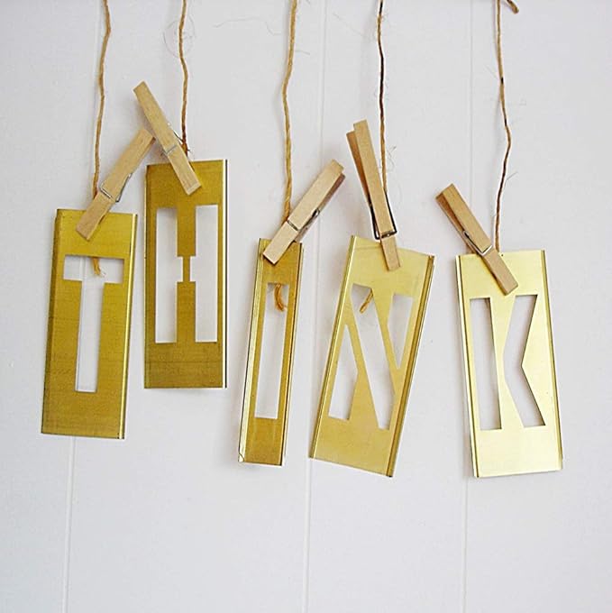 Deezio 4 Inch Brass Interlocking Stencil Set of Numbers and Letters Kit - 46 Piece Set