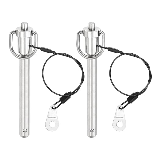 uxcell 2 Pcs Quick Release Pin, 3/8" x 3" (Dia. x L) Push-Button Ball Locking Pin, 304 Stainless Steel, Silver