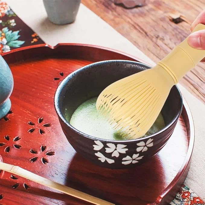 Traditional Matcha Whisk Reusable PP Resin Matcha Whisk Chasen Dishwasher Safe Matcha Stirrer Matcha Green Tea Powder Preparation Prepare Japanese Matcha Tea (Yellow)