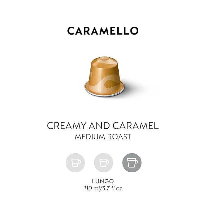 Nespresso Capsules Original Line, Caramello, Medium Roast Espresso Coffee, 50 Count Espresso Coffee Pods