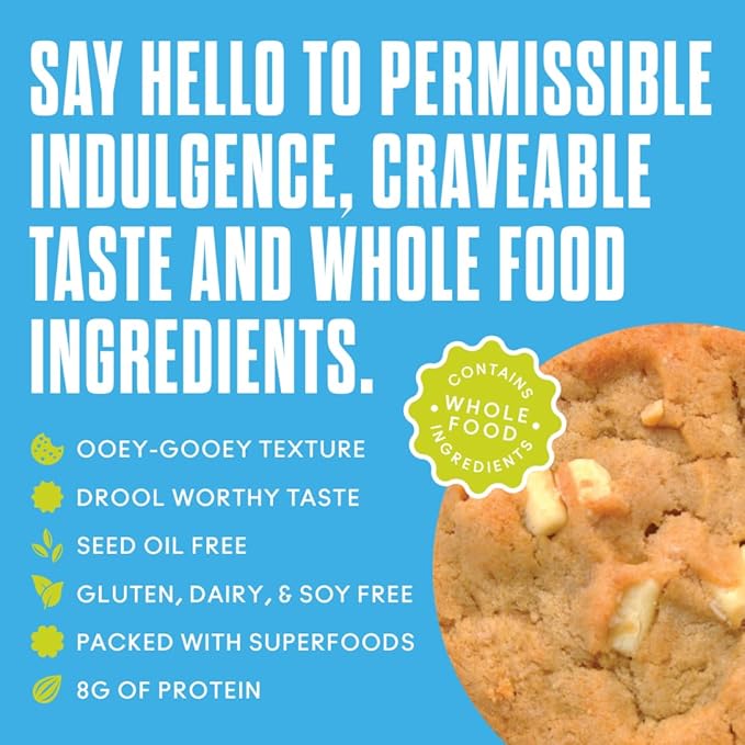Toto Vegan Cookies, Birthday Cake Cookie, High Fiber Snacks, Gluten Free Cookies, Plant Based Snacks with Superfoods & Adaptogens, 8gr Protein Cookies, Pack of 10 Individually Wrapped Cookies