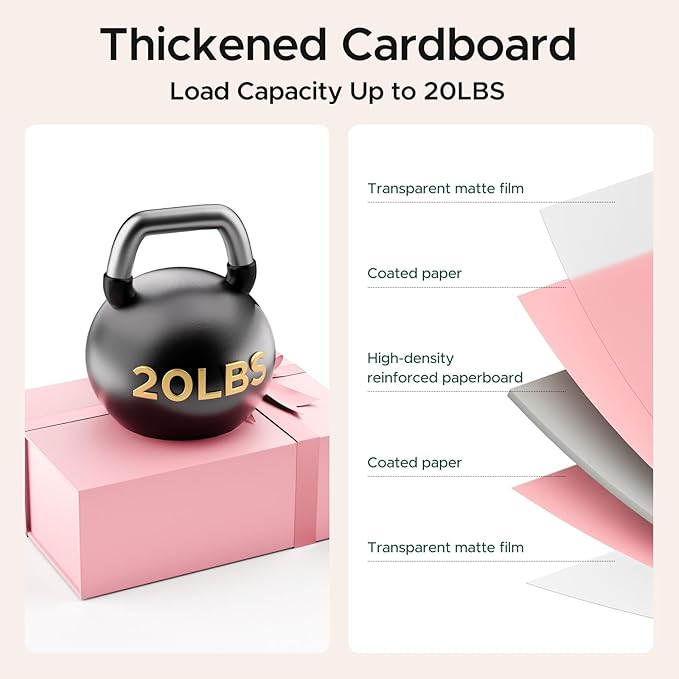 Large Pink Gift Box with Lid: 5 Pack 13.5×10×5 Inches - Strong Magnetic Closure for Valentines Birthdays Wedding Gifts – Perfect for Couples Friends Family