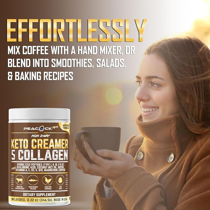 Collagen Keto Creamer Powder, Coconut MCT, Peptides, Unflavored, Hydrolyzed, B12, Magnesium (24.44 Ounces (Pack of 2))