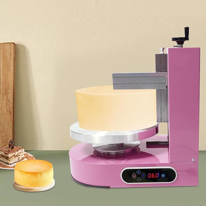Cake Decorating Coating Machine Automatic Cake Cream Spreading Coating Filling Machine Birthday Cake Cream Smoother Bread Cream Spreading Machine Suitable for 4-12 In Round Cake (Pink)