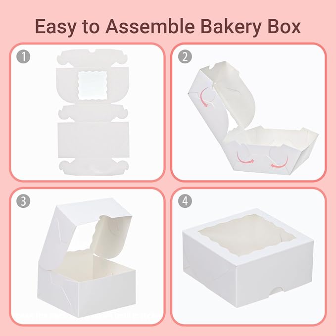 40 Pack White Bakery Boxes 4x4x2 Inches Cookies Boxes Mini Bundt Cake Boxes Pie Boxes Cinnamon Roll Treat Boxes Chocolate Truffle Boxes Party Wedding Favor
