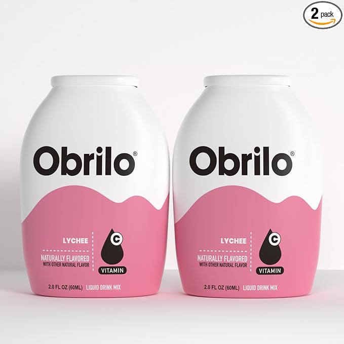 Obrilo Water Enhancer Liquid Flavoring Drops - ZERO Sugar/Calorie, Dye Free, Naturally Flavored Drink Syrup, 2.0 fl oz x 2 Bottles for Kids & Adults (Lychee)