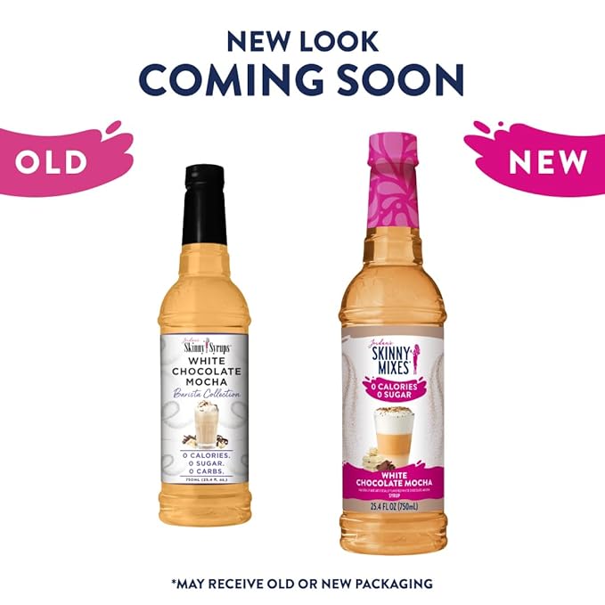 Jordan's Skinny Syrups Sugar Free Coffee Syrup, White Chocolate Mocha Flavor Mix, Zero Calorie Flavoring for Chai Latte, Protein Shake, Cocktail & More, Gluten Free, Keto Friendly, 25.4 Fl Oz, 1 Pack