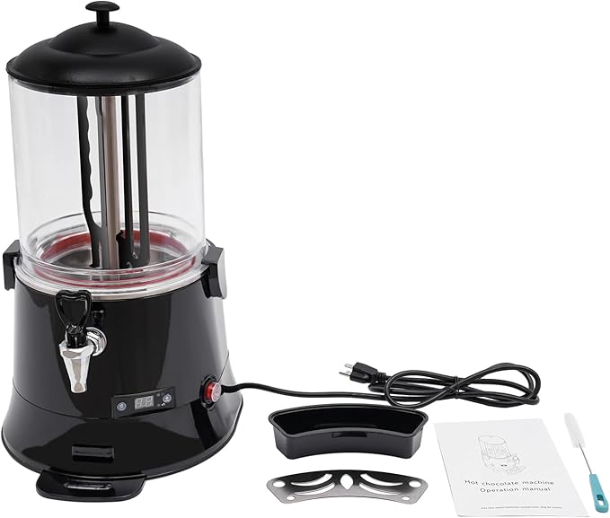 10L Commercial Hot Chocolate Machine Maker,110V Hot Chocolate Melting Machine,Temperature Adjustable Hot Beverage Warmer Dispenser for Chocolate Coffee Milktea (Black)
