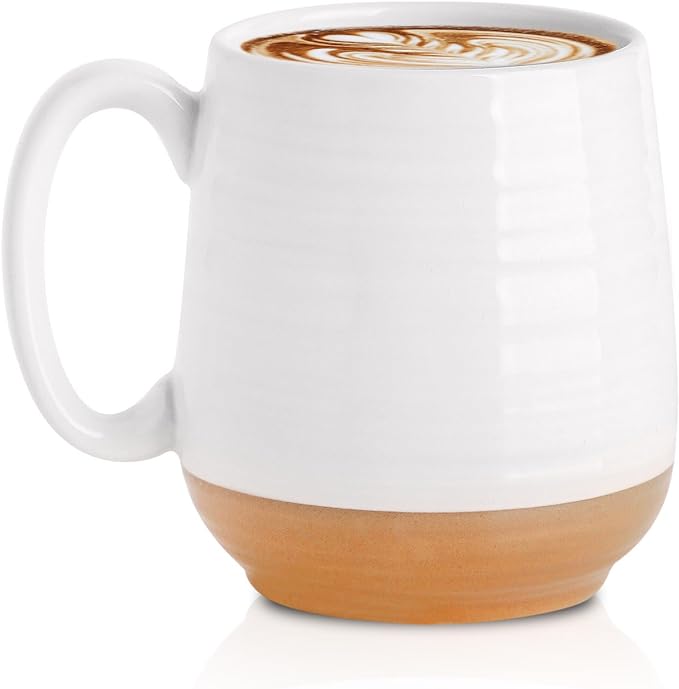 Hasense Large Coffee Mug with Handle, 20 oz Ceramic Tea Cup for Men and Women, White Soup Mugs for Coffee, Tea, Hot Cocoa, Latte, Big Christmas Mug, Microwave Dishwasher Safe, 1 PCS