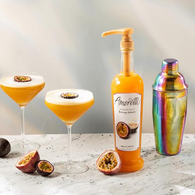 Amoretti - Passion Fruit Beverage Infusion - Drink Mix & Water Enhancer with Pump for Flavoring Cocktails, Waters, Teas, and other Beverages, Preservative Free