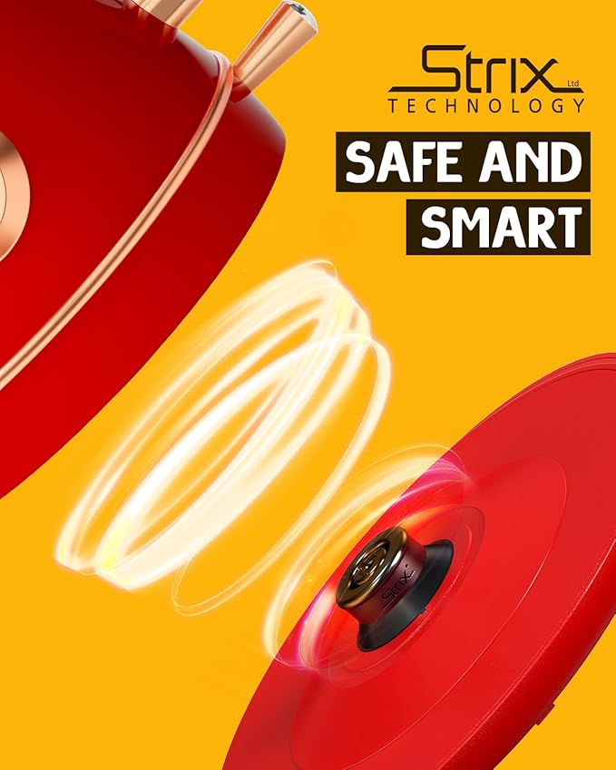 Hazel Quinn Retro Electric Kettle - 1.7 Liters / 57.5 Ounces Tea Kettle with Thermometer, All Stainless Steel, Fast Boiling 1200 W, BPA-free, Cordless, Rotational Base, Automatic Shut Off - Ruby Red