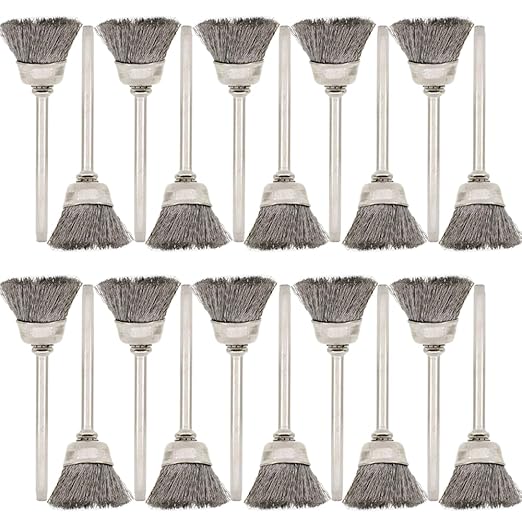 20PCS Wire Brushes - Metal Rust Removal, Polishing, Cleaning - 15mm Diameter, 3mm Shaft - Removes Burrs, Dust, and Oxide Layer - Handles Rough Surfaces - Designed for Industrial and DIY Enthusiasts