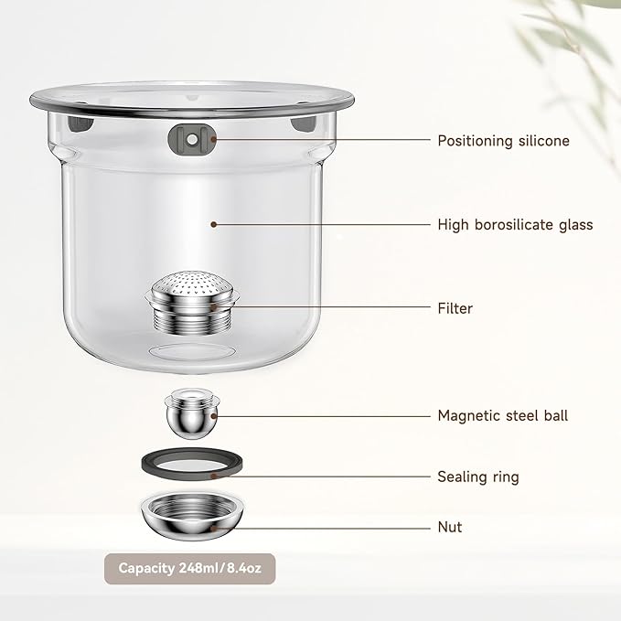 Enchanti Tea Pot, Magic Glass Teapot with Strainer,Magnetic Water Separation with Infuser -600ML/20.3oz