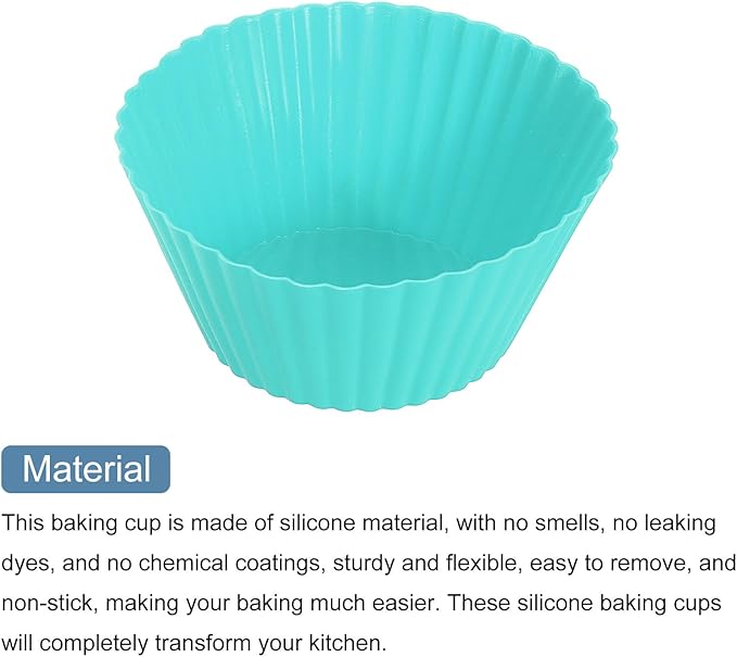 uxcell 18Pcs Silicone Cupcake Liners, Non-Stick Baking Cups, for Cooking Eggs, Baking Muffins and Make a Cake(Mint Green)
