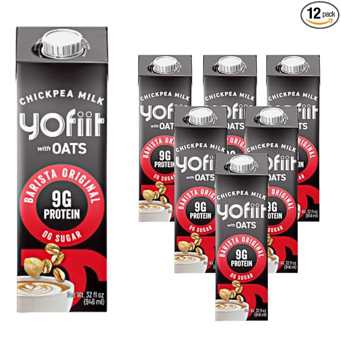 Great tasting, Frothy, Zero Sugar, Yofiit Barista Blend with Oats Non Dairy Milk is the high protein coffee vegan creamer you want, 9g Protein - Froths Well - Low Carb, High Protein, Shelf Stable Milk (6 Pack)