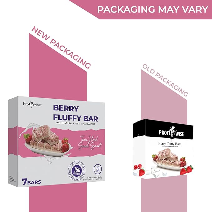 ProtiWise – Berry Fluffy High Protein 15g Bar | 7/Box | Weight Loss, Diet, Keto Friendly, Hunger Control, Meal Replacement | Gluten Free, Low Fat, Low Sugar