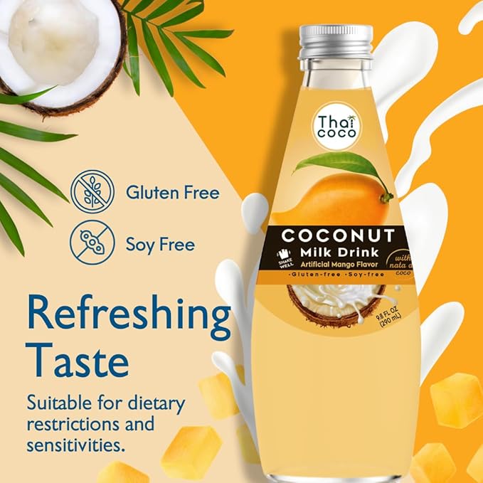 Thai Coco - Mango Coconut Milk Drink with Nata De Coco - 9.8 fl. oz. 4 Pk