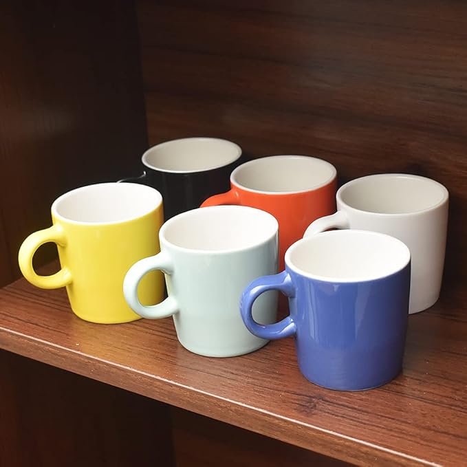 homEdge Mini Procelain Espresso Cup, 4 Ounces / 120 ml Tiny Coffee Mugs Ceramic Demitasse for Espresso, Tea- Set of 6, Assorted Color