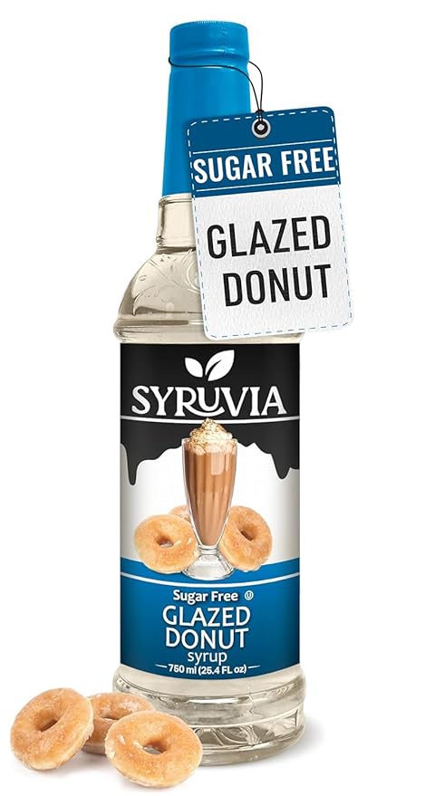 Syruvia Sugar Free Coffee Syrup, Glazed Donut Flavored Syrup for Drinks, Lattes, and Desserts – 25.4 fl oz