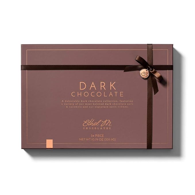 Ethel M Chocolates Premium Dark Chocolate Collection Chocolate Gift Box Candy Assortment, 24 Pieces of Creamy, Smooth and Rich Chocolate Gems
