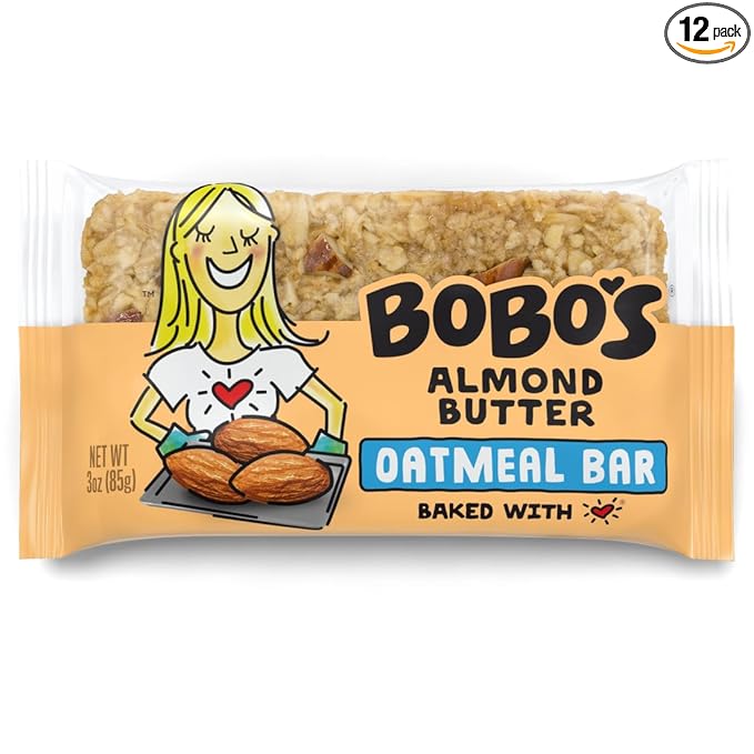 Bobo's Almond Butter Oat Bars, Gluten Free, Non-GMO, Whole Grain Oats, Pack of 12 | Snack Bars | On-the-Go | Made with Simple Ingredients