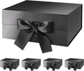 HAPPY POTATO 5 Gift Boxes with Ribbon 9x6.5x3.8 Inches, Black Gift Boxes with Lids, Collapsible Gift Boxes, Magnetic Closure Gift Boxes for all occasion (Glossy Black, Pack of 5)