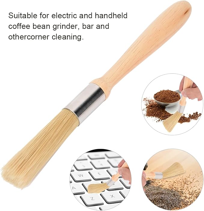 Coffee Grinder Cleaning Brush, Espresso Cleaning Brush Wooden Handle Espresso Machine Brush Cleaner Tool for Bean Grain Coffee Tool Home Kitchen