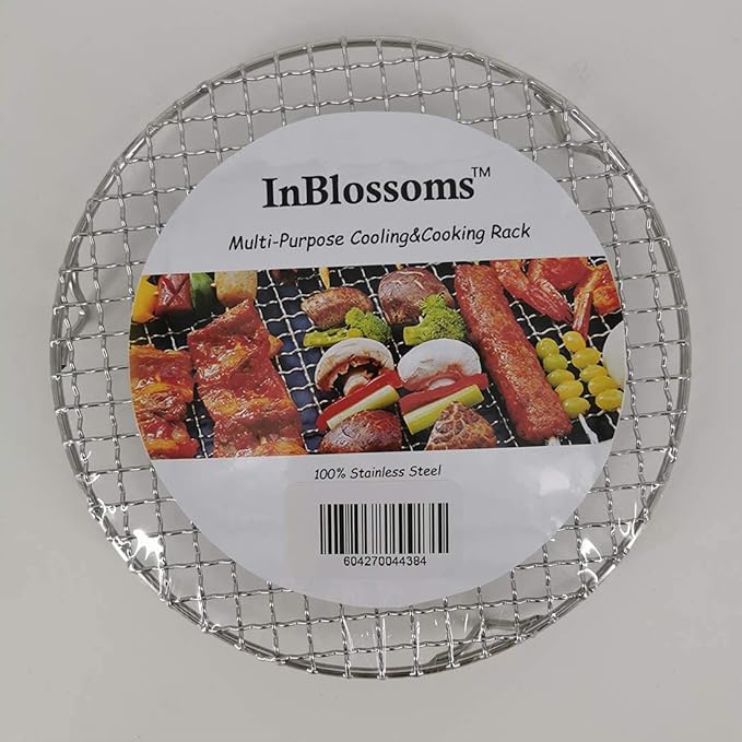 8.3" Round Cooling Rack Baking 304 Stainless Steel Versatile Steaming Grilling Fit Air Fryer,Cake Pan, Oven