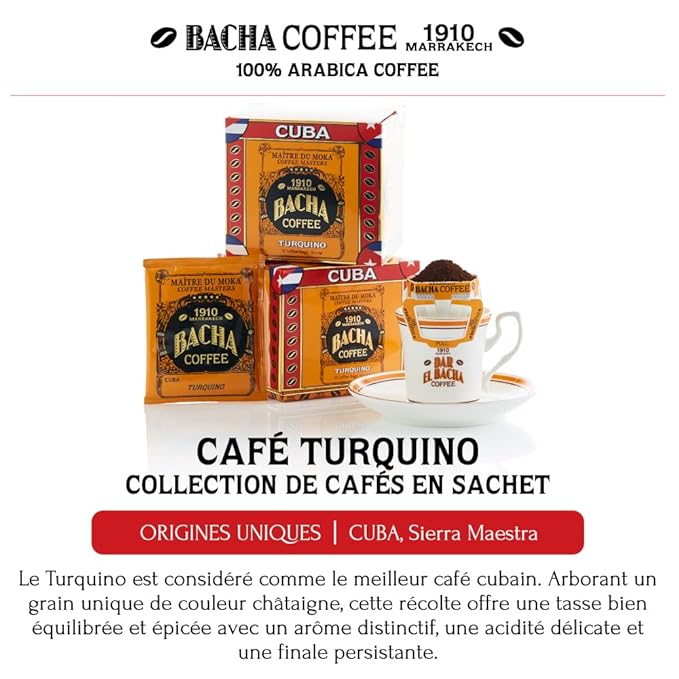 Bacha Coffee | Turquino Cuba Single Origin, Medium Dark Roast, 100% Arabica Specialty Coffee, 12 Coffee Drip Bags, Gift Box