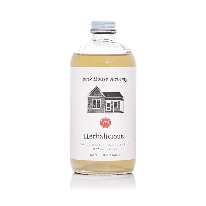 Pink House Alchemy Herbalicious Simple Syrup – 16oz Bottle – Handcrafted All-Natural Mixer for Coffee, Cocktails, Soda, Lemonade, Tea & Baking – Gluten-Free, Non-GMO, Vegan, Small Batch (HERB)