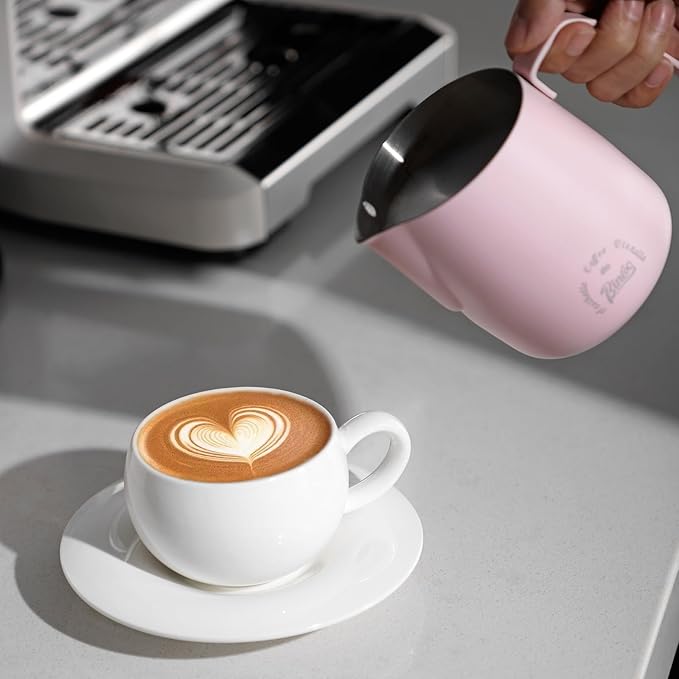 Milk Frothing Pitcher 750ML - Espresso Steaming Pitcher with Large Handle and V-Spout,Stainless Steel Milk Frothing Cup for Cappuccino, Latte Art,Coffee Machine Accessories